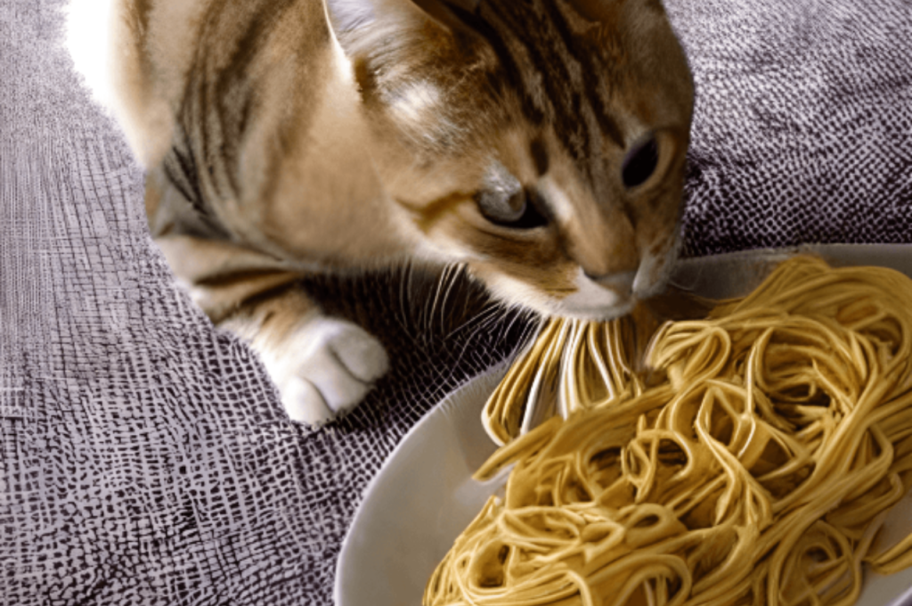 Noodles as a treat for cats
